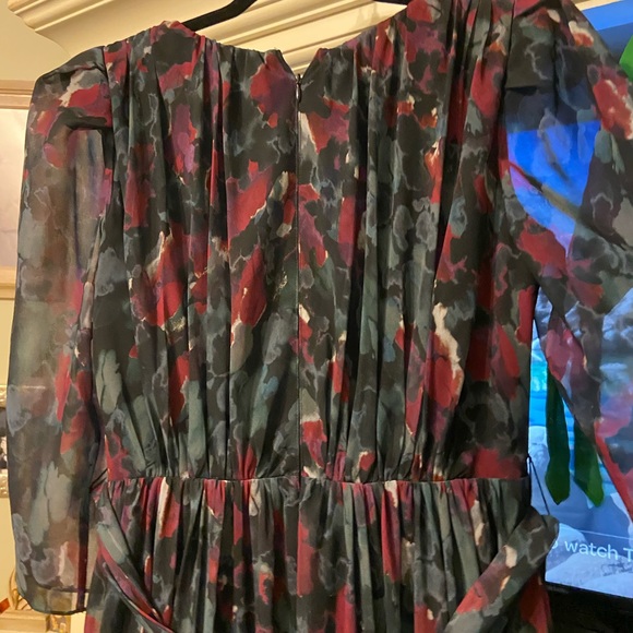 badgley mischka gown red black floral - Picture 4 of 5